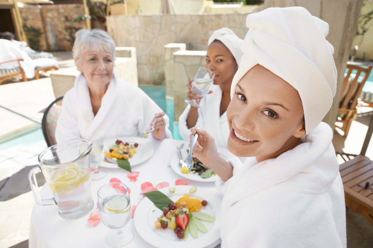 Women having lunch at spa